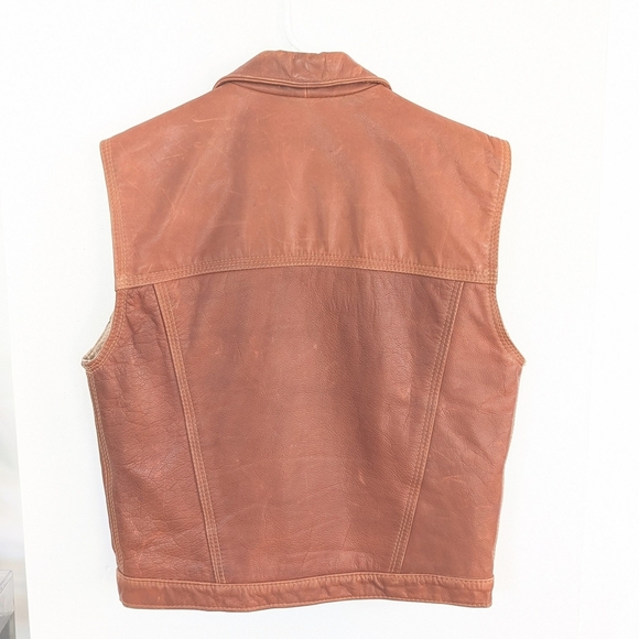 Vintage Brown Leather Biker Vest By Paris Texas Robert Krief ~ Size S - Picture 7 of 7
